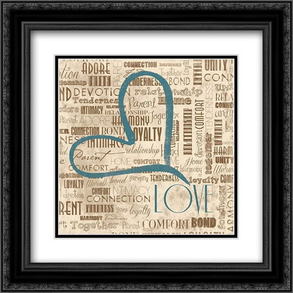 LOVE 2x Matted 20x20 Black Ornate Framed Art Print by Grey, Jace