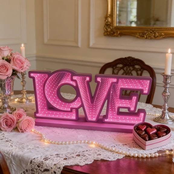 LOVE Acrylic LED Light Sign with Base & USB Cable, Decorative LED Nightlight for Bedroom, Club, Hotel & Restaurant, Romantic LOVE LED Tabletop Decor Ornament