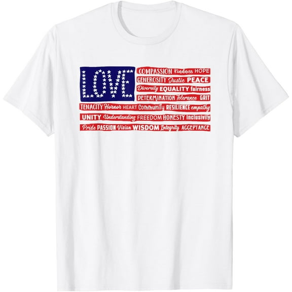 LOVE Be Kind Compassion Equality USA American Flag Patriotic T-Shirt Shirts