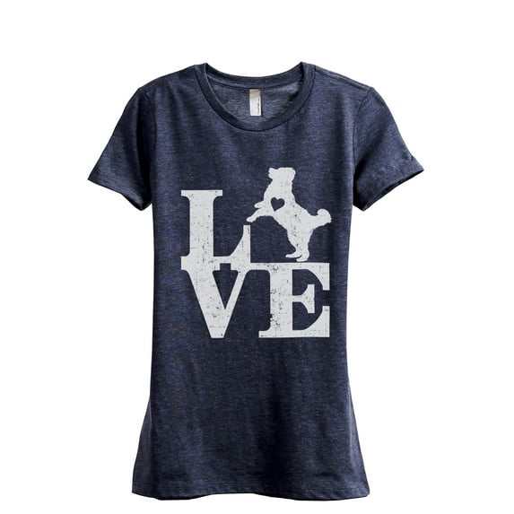 LOVE Bernese Mountain Dog Women's Fashion Relaxed T-Shirt Tee Heather Navy Small