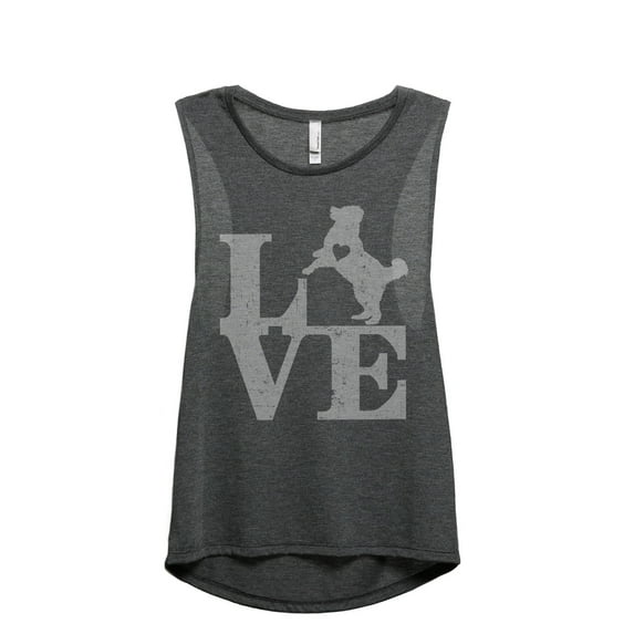 LOVE Bernese Mountain Dog Women's Fashion Sleeveless Muscle Workout Yoga Tank Top Charcoal Grey Medium