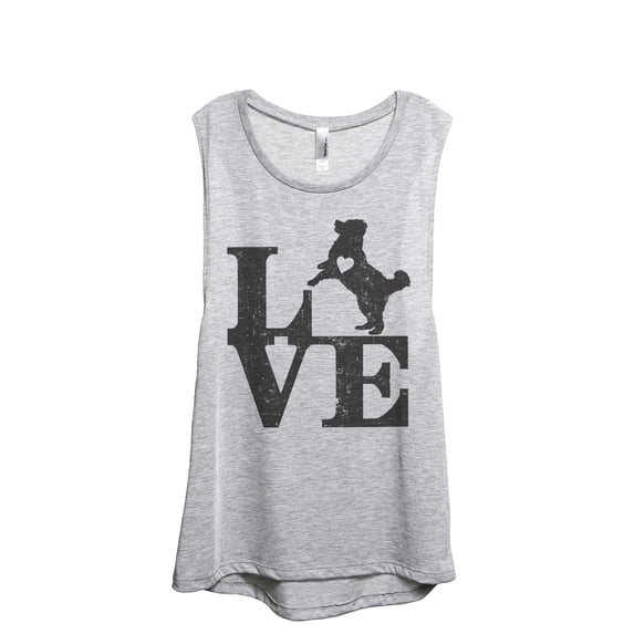 LOVE Bernese Mountain Dog Women's Fashion Sleeveless Muscle Workout Yoga Tank Top Sport Grey Large
