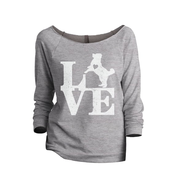 LOVE Bernese Mountain Dog Women's Fashion Slouchy 3/4 Sleeves Raglan Lightweight Sweatshirt Sport Grey Small
