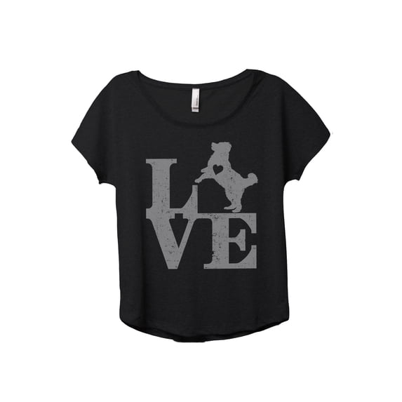 LOVE Bernese Mountain Dog Women's Fashion Slouchy Dolman T-Shirt Tee Heather Black Large
