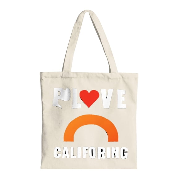 LOVE CALIFORNIA Canvas Tote Bag - Bold White Letters with Heart & Smile Design Perfect for Shopping Travel & Parties Reusable & Multifunctional