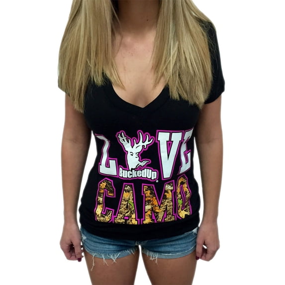 "LOVE CAMO" Deep V-Neck