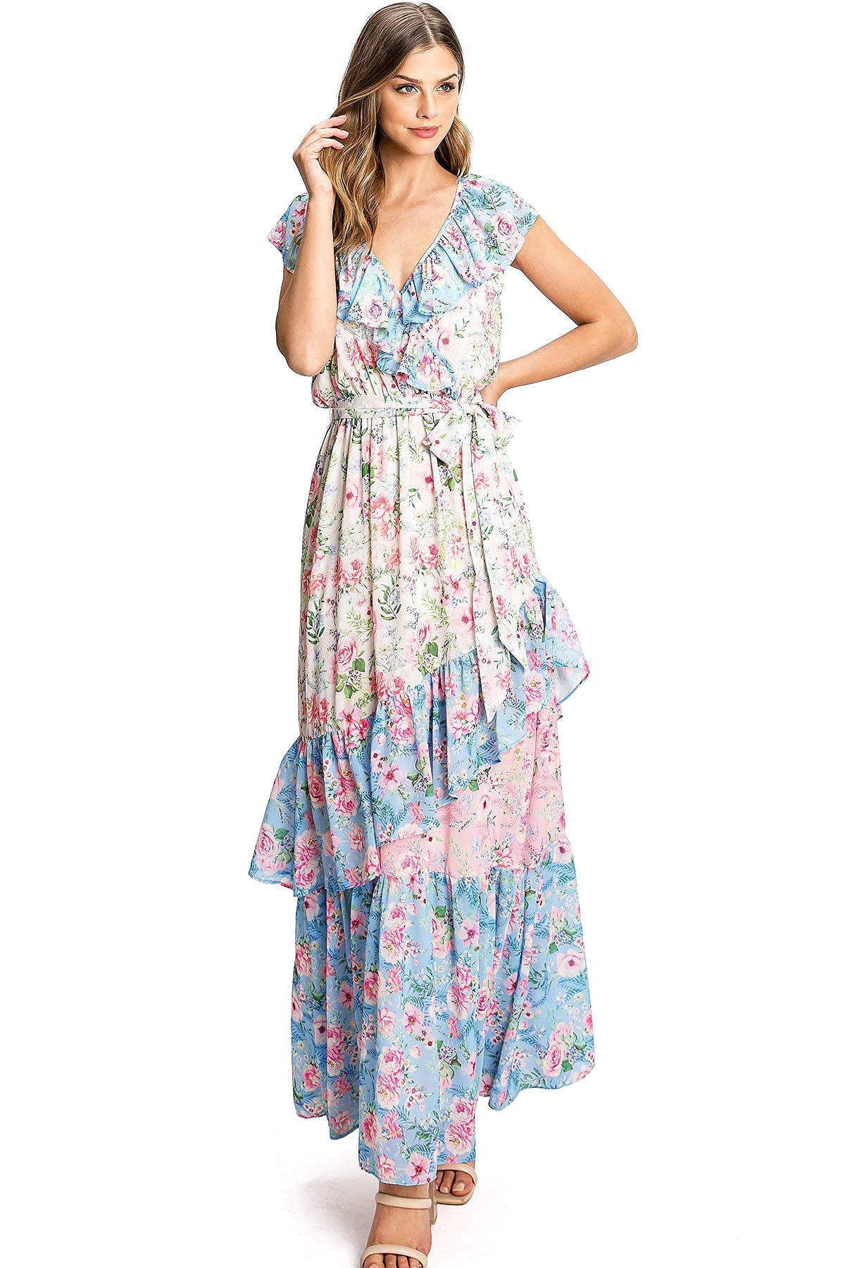 denim ruffle maxi dress Sienna Maxi s/l