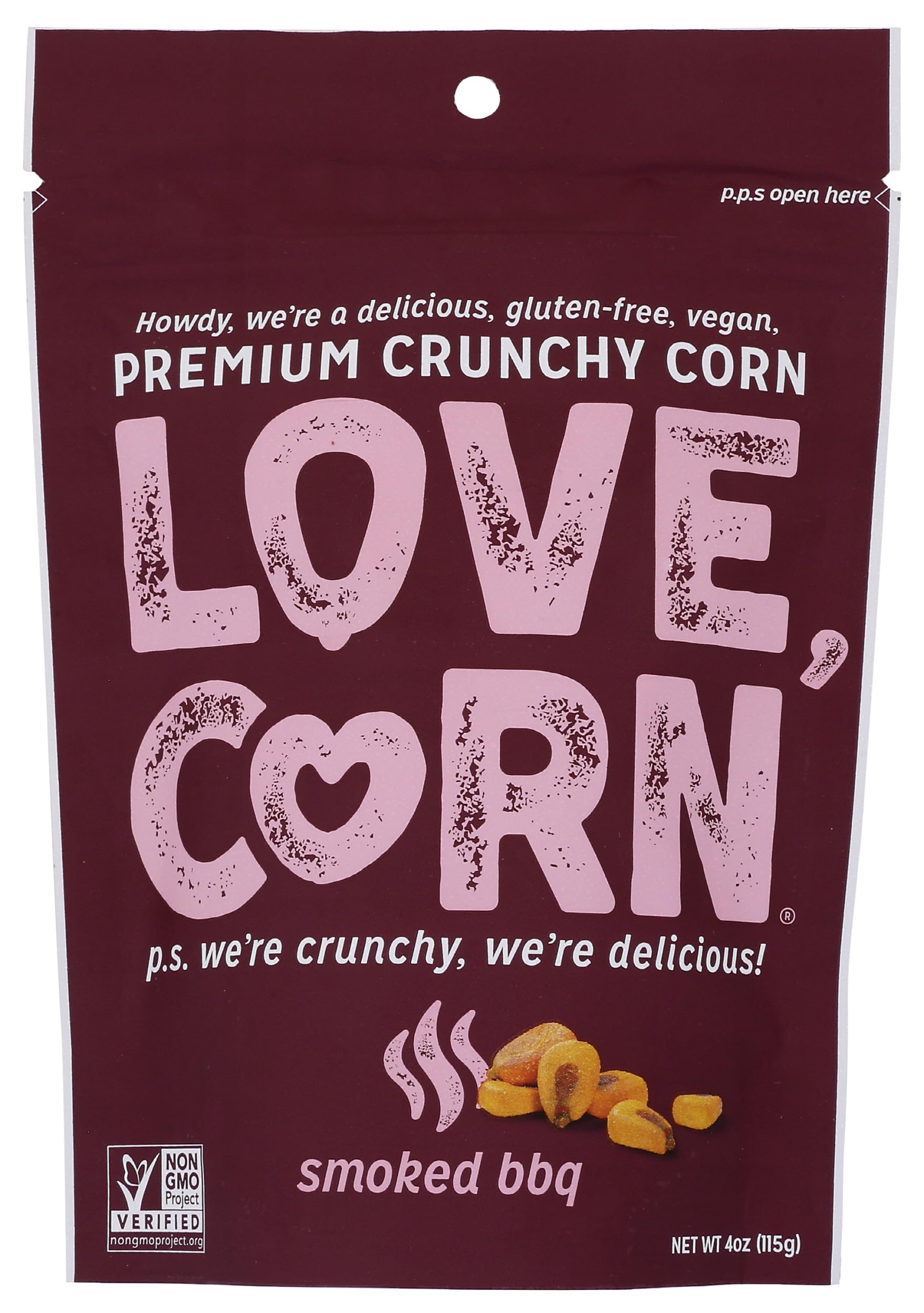 LOVE CORN BBQ 4oz x 1 bag Delicious Crunchy Corn Healthy Family