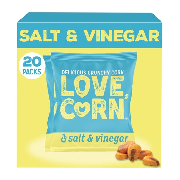 LOVE CORN Salt & Vinegar 0.7oz x 20 bags - Delicious Crunchy Corn - Healthy Family Snacks - Gluten Free, Kosher, NON-GMO - Alternative for Chips, Nuts, Crackers & Pretzels