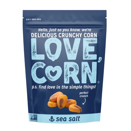LOVE CORN Sea Salt 16oz x 1 bag - Delicious Crunchy Corn - Healthy Family Snacks - Gluten Free, Kosher, NON-GMO - Alternative for Chips, Nuts, Crackers & Pretzels