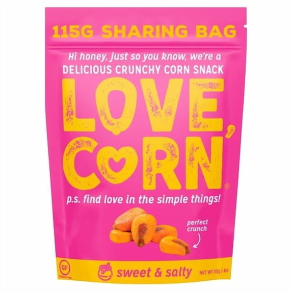 LOVE CORN Sweet & Salty Crunchy Corn 115g, British Import (Pack of 3)