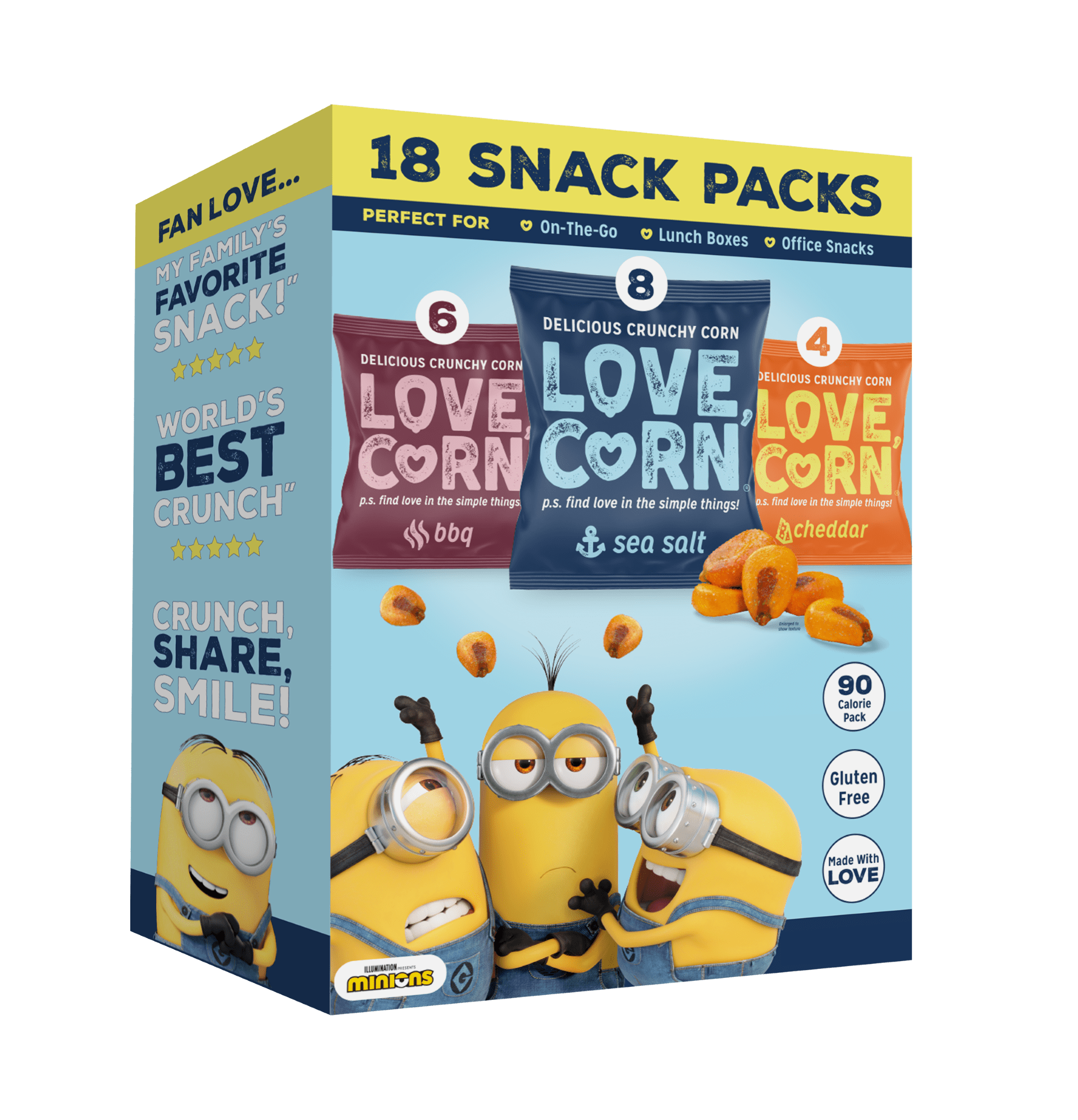 LOVE CORN Variety Pack | Sea Salt, BBQ, Cheezy | 0.7oz, 18 Bags