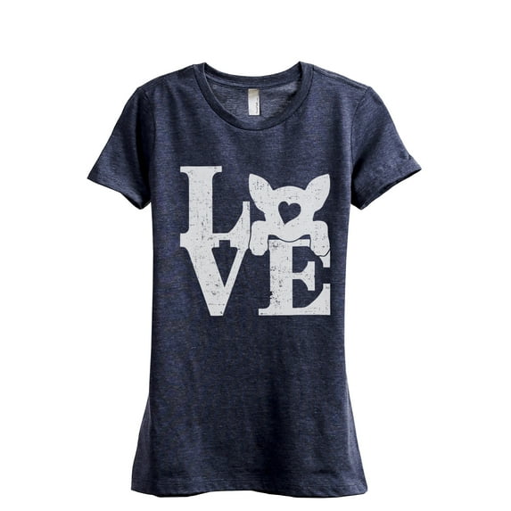 LOVE Chihuahua Dog Women's Fashion Relaxed T-Shirt Tee Heather Navy Large