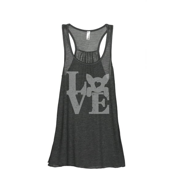LOVE Chihuahua Dog Women's Fashion Sleeveless Flowy Racerback Workout Yoga Tank Top Charcoal Grey X-Large