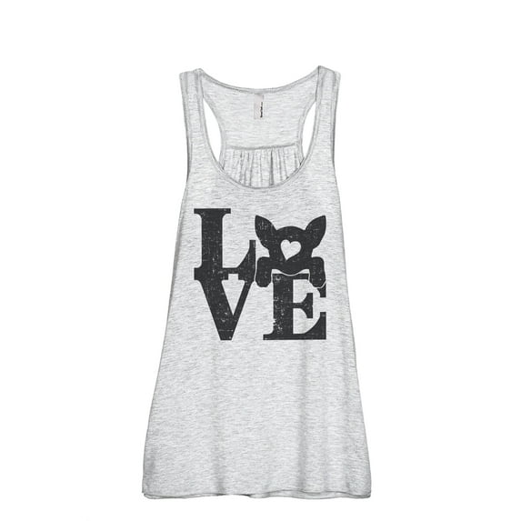 LOVE Chihuahua Dog Women's Fashion Sleeveless Flowy Racerback Workout Yoga Tank Top Sport Grey 2X-Large
