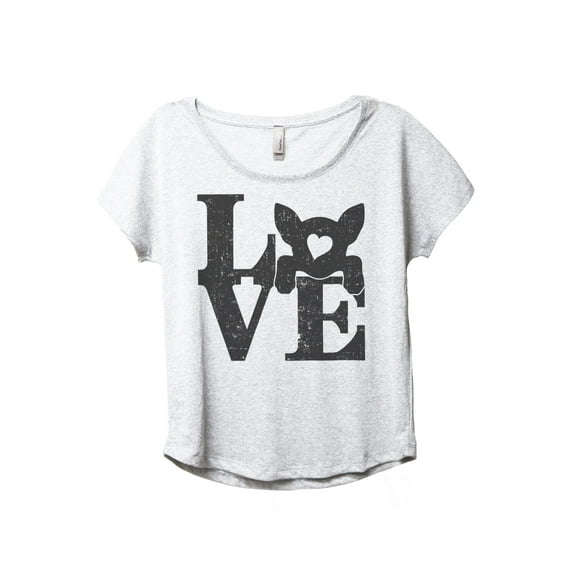 LOVE Chihuahua Dog Women's Fashion Slouchy Dolman T-Shirt Tee Heather White X-Large