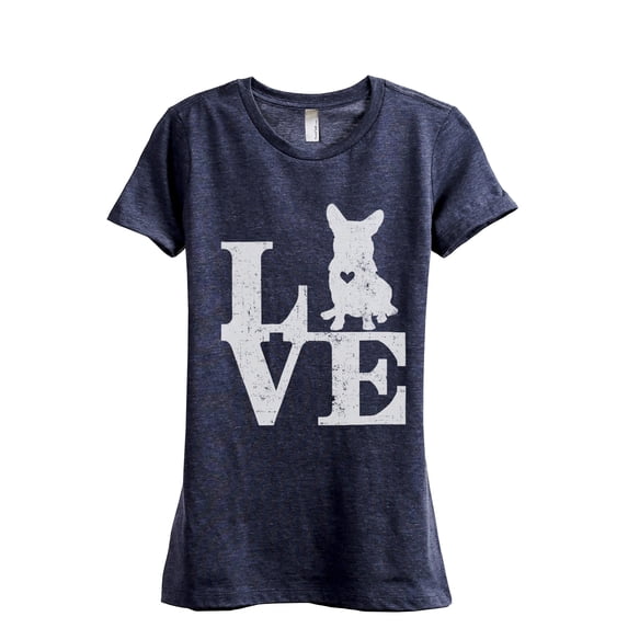 LOVE Corgi Dog Women's Fashion Relaxed T-Shirt Tee Heather Navy Small
