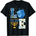 thumbnail image 1 of LOVE Cute Hanukkah Decorations Dreidel Menorah Chanukah T-ShirtMen and women, Black T-shirt, size: Extra large S-4XL, 1 of 4