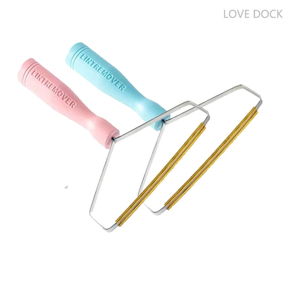 LOVE DOCK 2 PCS Pet Hair Remover, Resuable Dog Hair Remover, Lint Cleaner Pro, Portable Cat Fur Removal Tool for Couch Carpets Clothes Furniture, Durable Manual Carpet Scraper （Blue and Pink）