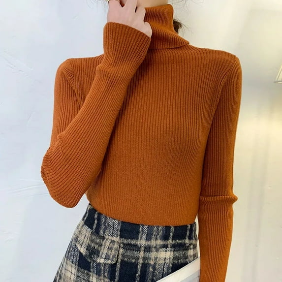 LOVE DOCK Women Turtleneck Sweaters Casual Soft YAMXUN Pullovers Elastic Jumpers Knit Slim Basic Sweater For Women Winter 2022
