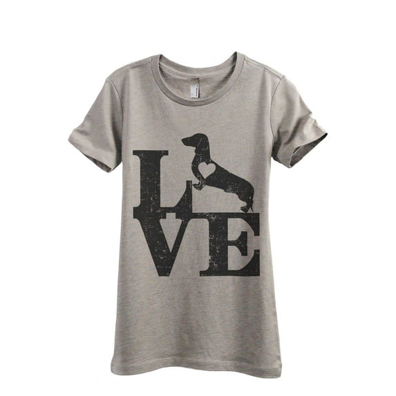 LOVE Dachshund Dog Women's Fashion Relaxed T-Shirt Tee Heather Tan Small
