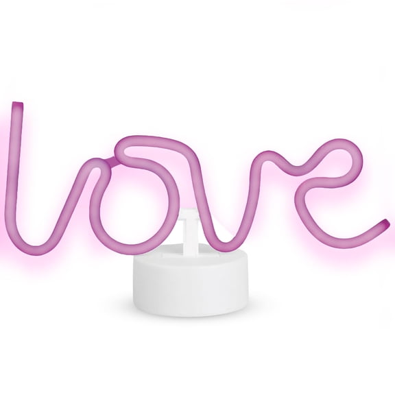 CIAO TECH Low Energy Love Neon Sign Lamp for Desk - Love Led Light Sign with USB Accessibility - Easy to Use Pink Love Neon Sign with Desk Stand Base