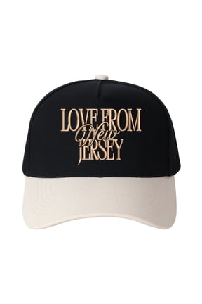 LOVE FROM NEW JERSEY Embroidered Patchwork Trucker Cap | Adjustable Unisex Snapback, Jersey Shore Essential