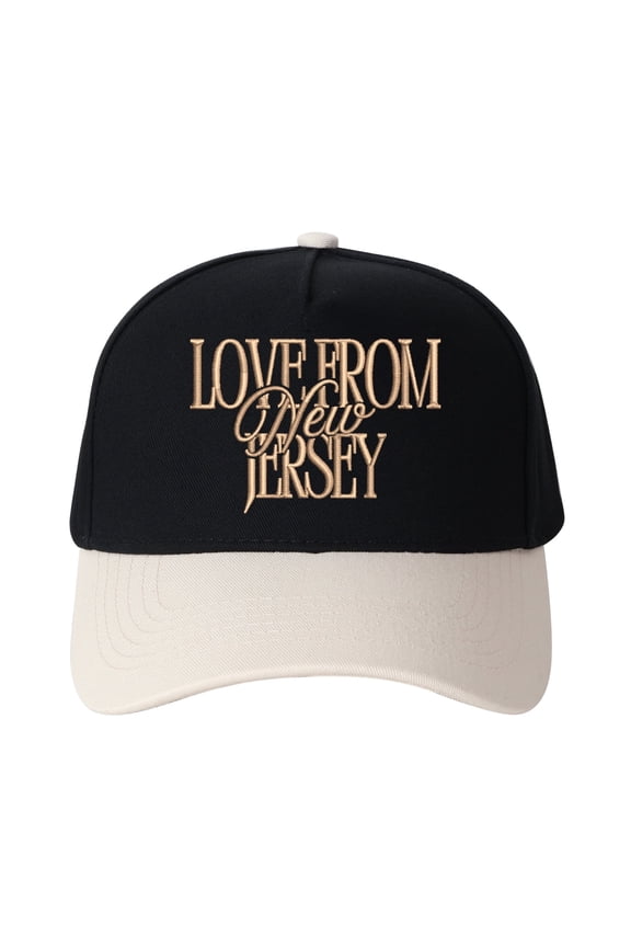 LOVE FROM NEW JERSEY Embroidered Patchwork Trucker Cap | Adjustable Unisex Snapback, Jersey Shore Essential