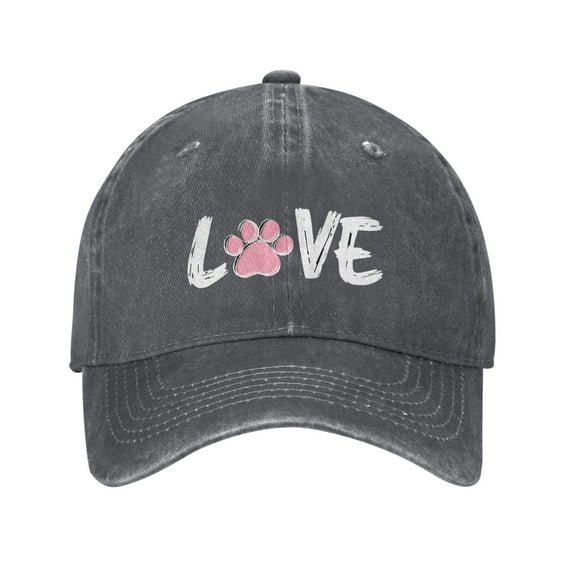 LOVE For Cats Dogs Baseball Cap Vintage Soft Washed Denim,Golf Dad Hat Adjustable Trucker Hats for Men Women Unisex Adult,Deep Heather