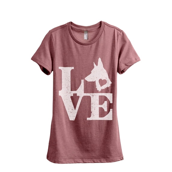 LOVE German Shepherd Dog Women's Fashion Relaxed T-Shirt Tee Heather Rouge Small