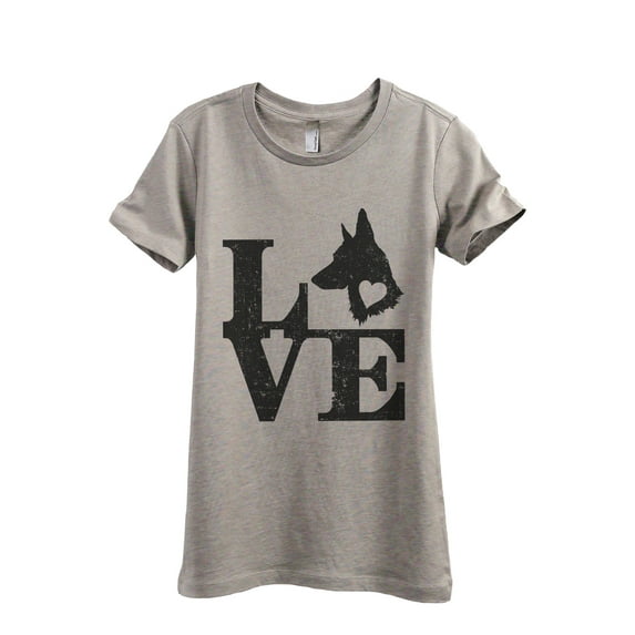 LOVE German Shepherd Dog Women's Fashion Relaxed T-Shirt Tee Heather Tan 2X-Large