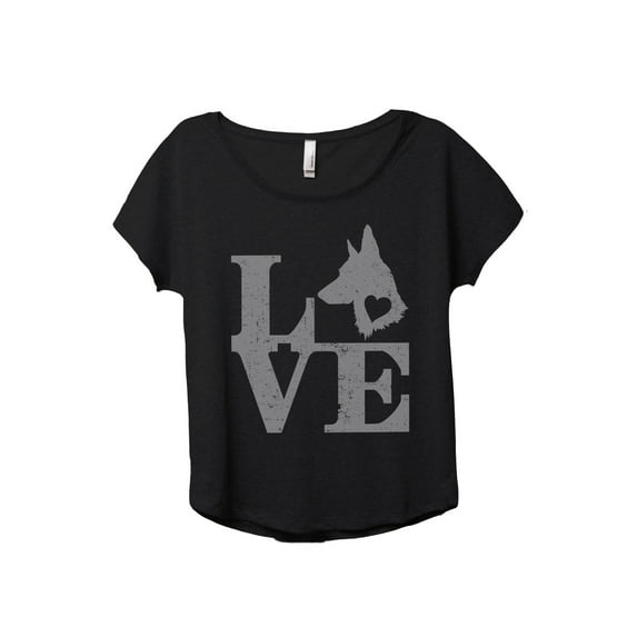 LOVE German Shepherd Dog Women's Fashion Slouchy Dolman T-Shirt Tee Heather Black 3X-Large
