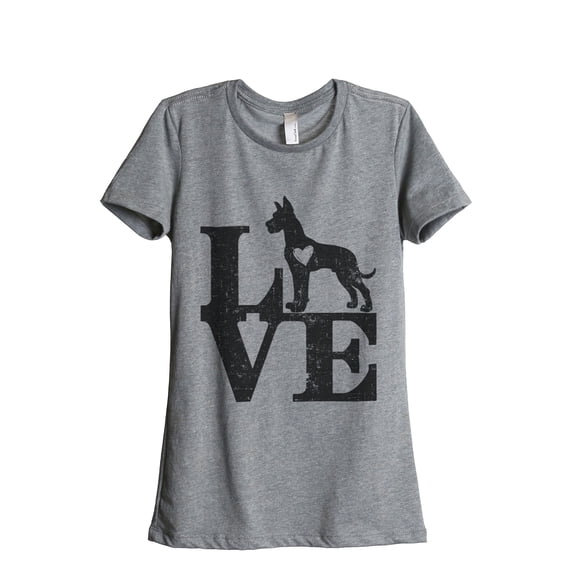LOVE Great Dane Dog Women's Fashion Relaxed T-Shirt Tee Heather Grey Large