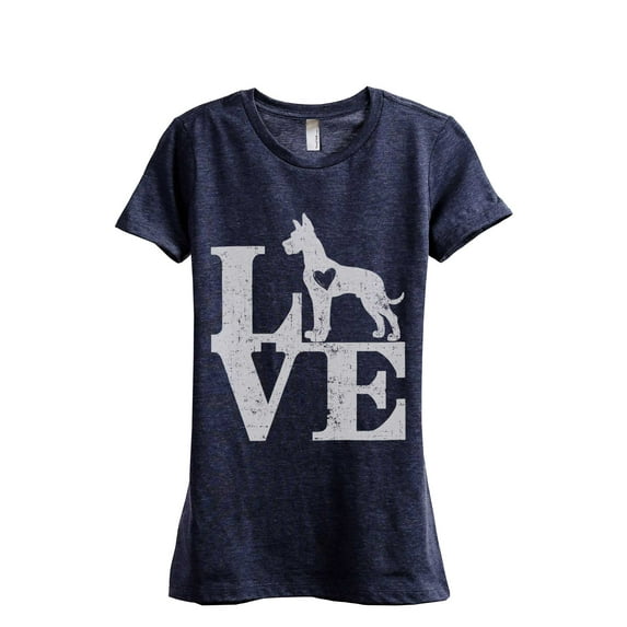 LOVE Great Dane Dog Women's Fashion Relaxed T-Shirt Tee Heather Navy Small