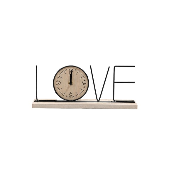 LOVE HOME Metal and Wood Table Clock Decorative Modern Desktop Clock for Living Room Bedroom Office Display Contemporary Desktop Accessory