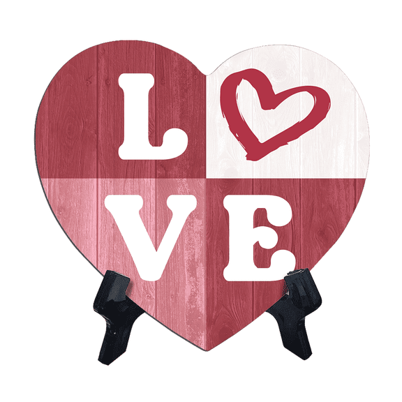 LOVE Heart Heart Shape Table Sign (6x5.4) | Loving Anniversary Table Signs