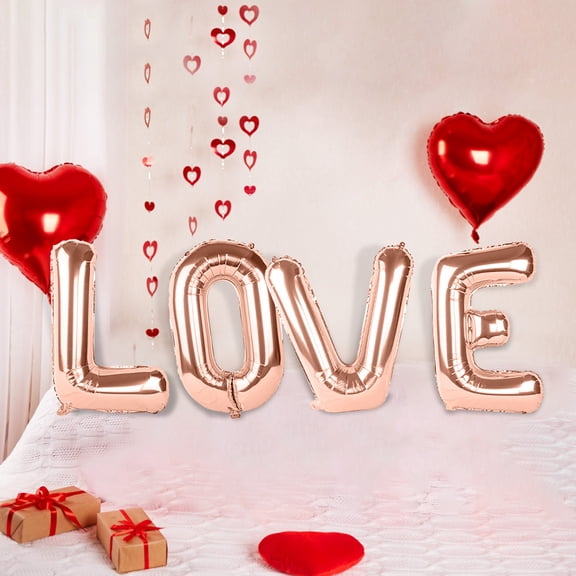 LOVE Letter Decoration Rose Gold Ornament Numbers Decoration Foil Party Supplies Decoration