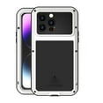 thumbnail image 1 of LOVE MEI Metal Case for iPhone 14 Pro Max, Heavy Duty Powerful Dustproof Shockproof Water-Resistant Case with Built-in Screen Protector for iPhone 14 Pro Max 2022, White, 1 of 7