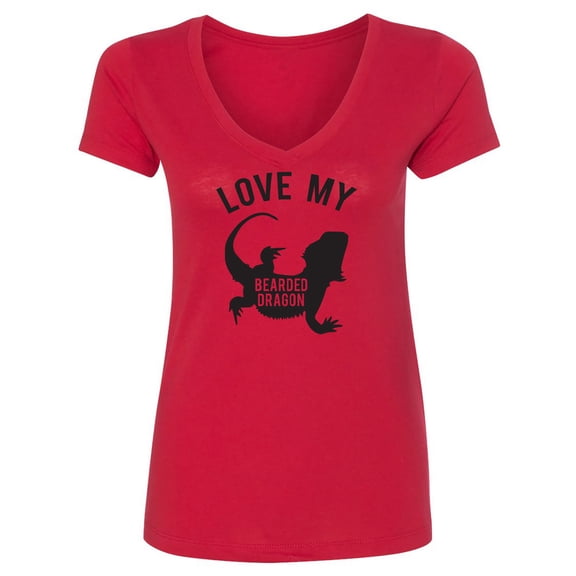LOVE MY BEARDED DRAGON Womens V-Neck T-Shirt