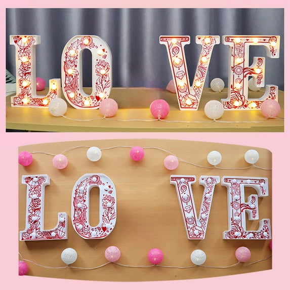 LOVE Marquee Letters 8.6 Inch, LED Light Up Sign for Valentine's Day Decor, Battery Powered Party Decorations, Warm White PVC Letters for Wedding Birthday Anniversary Home Decor