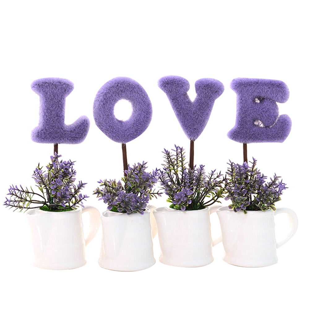 LOVE Mini Artificial Plants Set Small Potted Plants Simulation Flower