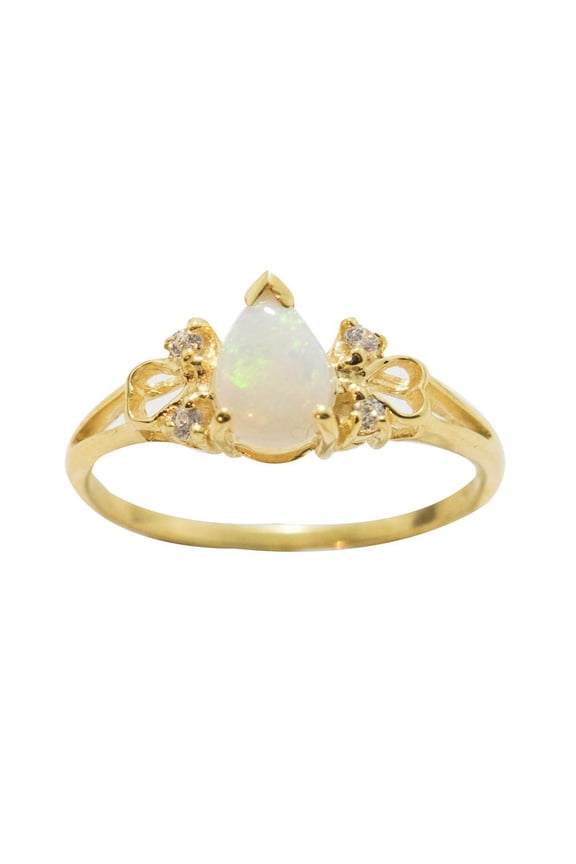 LOVE OF ELEGANCE 18KT GOLD PLATED NATURAL AUSTRALIAN WHITE OPAL RING