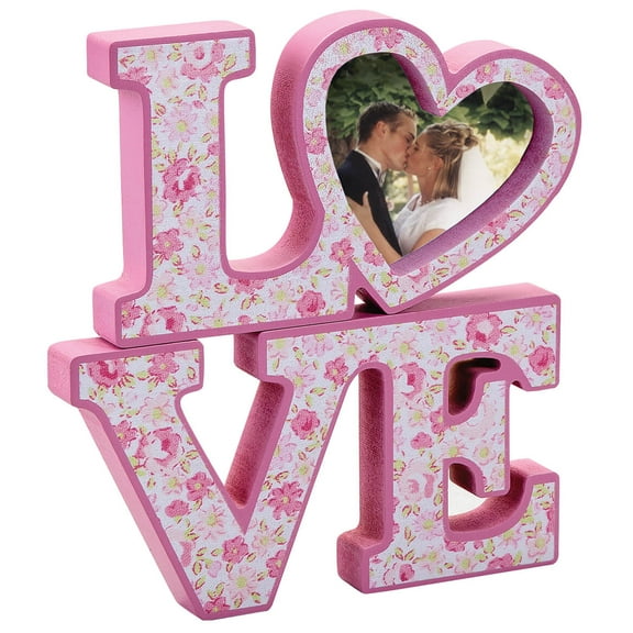 LOVE Photo Frame, Crafted With 100% MDF, 3" x 5" photo - Frame Measures 13" Wide x 3 1/2" High, Exclusively Designed by Holiday PeakTM