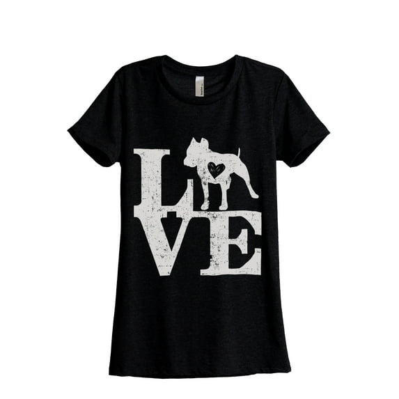 LOVE Pit Bull Dog Women's Fashion Relaxed T-Shirt Tee Heather Black Small