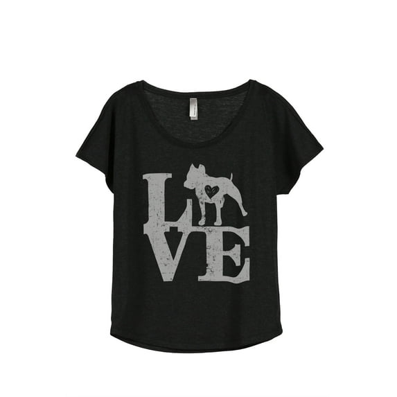 LOVE Pit Bull Dog Women's Fashion Slouchy Dolman T-Shirt Tee Heather Black X-Large