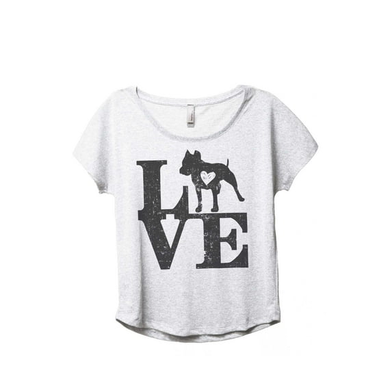 LOVE Pit Bull Dog Women's Fashion Slouchy Dolman T-Shirt Tee Heather White 2X-Large