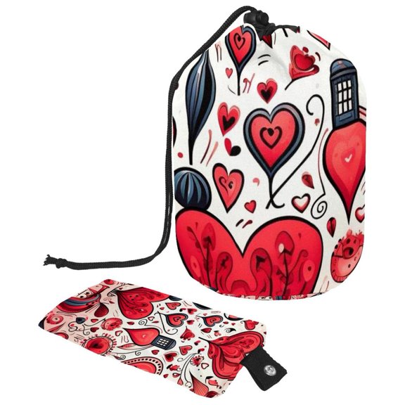 LOVE Portable Drawstring Foldable Travel Mesh Bags Wash Bag with Mesh Bag