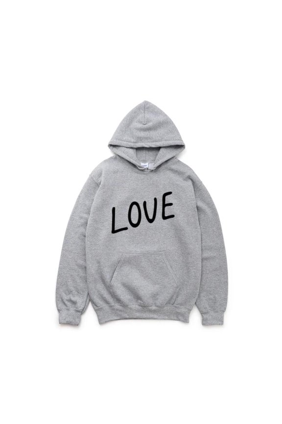LOVE Romantic Hipster Modern Text Minimal Typography Graphic Art Hoodie, for men & women, up to size 5XL