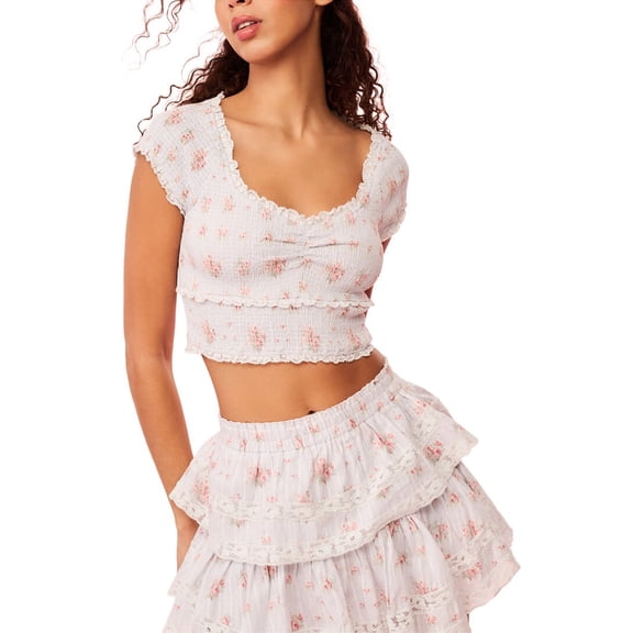 LOVE SHACK FANCY womens LoveShackFancy Cambron Top, l, Pink