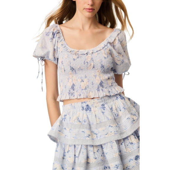 LOVE SHACK FANCY womens LoveShackFancy Molly Top, m, Blue